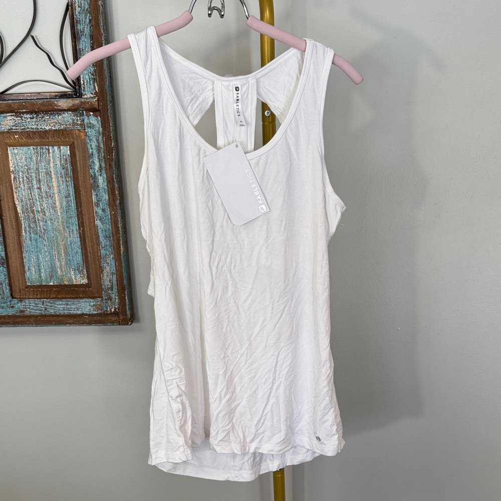 Fabletics White Racerback Performance Tank NEW M … - image 1